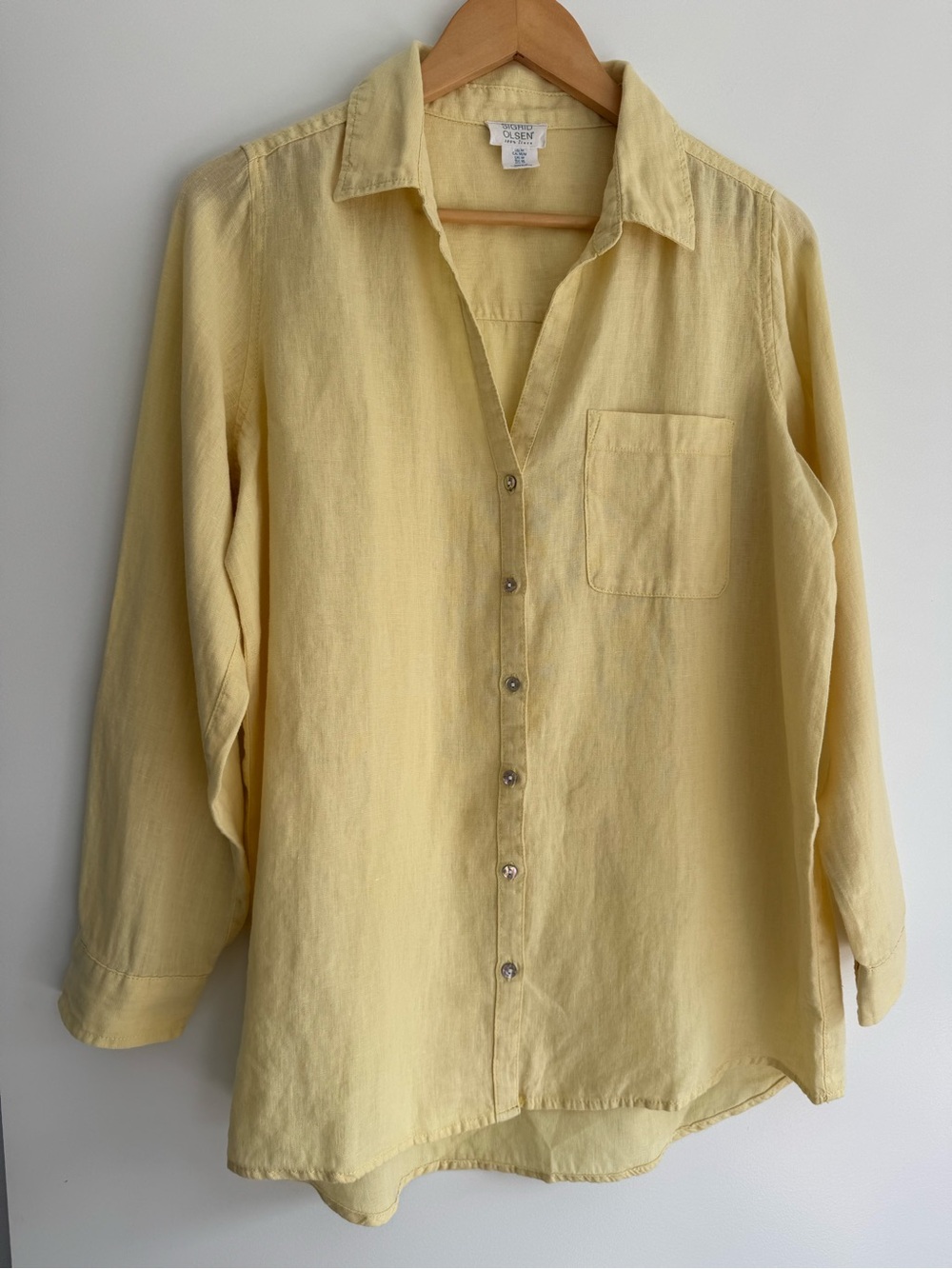 Butter Yellow Linen Button-Up Shirt Longsleeve